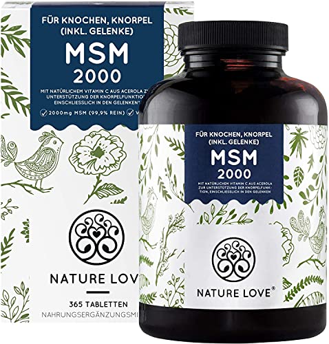 NATURE LOVE® MSM 2000mg mit Vitamin C - 365...