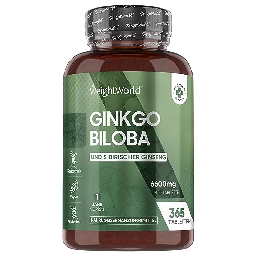 Ginkgo Biloba 6600mg mit Sibirischer Ginseng - 365...