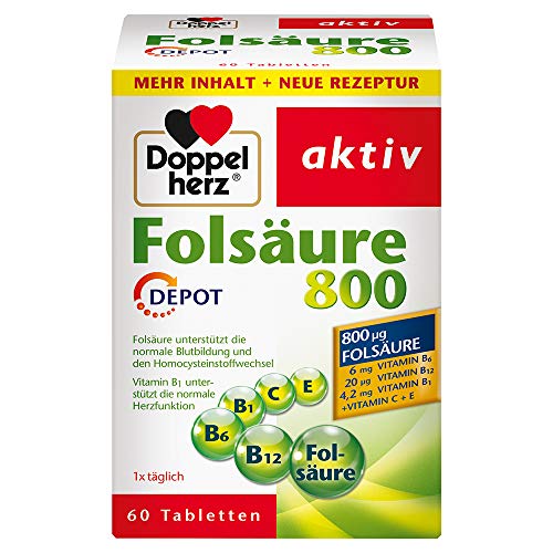 Doppelherz Folsäure 800 DEPOT – Mit Vitamin C,...