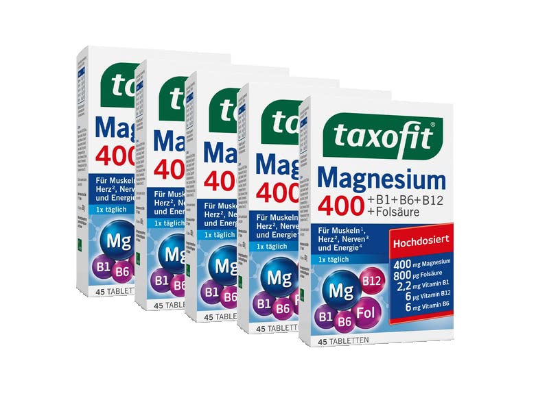 taxofit Magnesium 400 + B1 + B6 + B12 + Folsäure,...