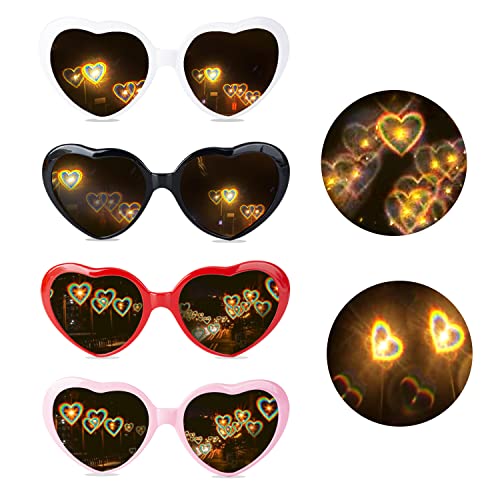 AWAVM 4 Stücke Herz Brille Effekt, 3D Heart...